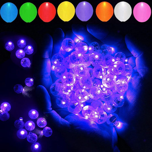 100pcs LED Purple Balloon Light, Round Led Mini LED Lights for Paper Lantern Balloon Indoor Outdoor Party Event Fun, Birthday Party Wedding Decoration Supplies