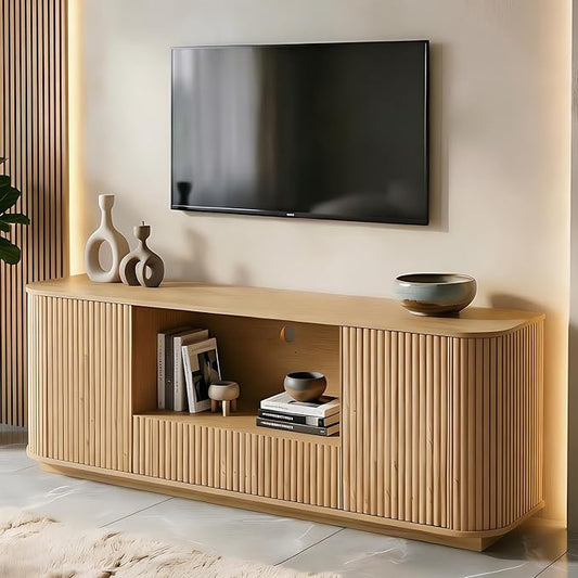 64" Fluted TV Stand for TVs up to 75 inch, Entertainment Center by Rumiiro