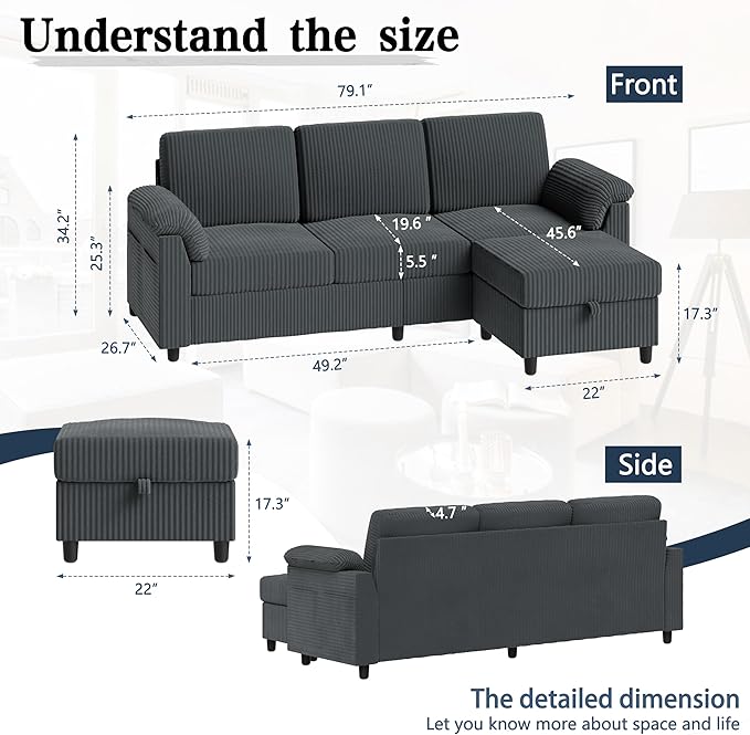 Sectional Couches for Living Room, L Shaped Couch - Image 4
