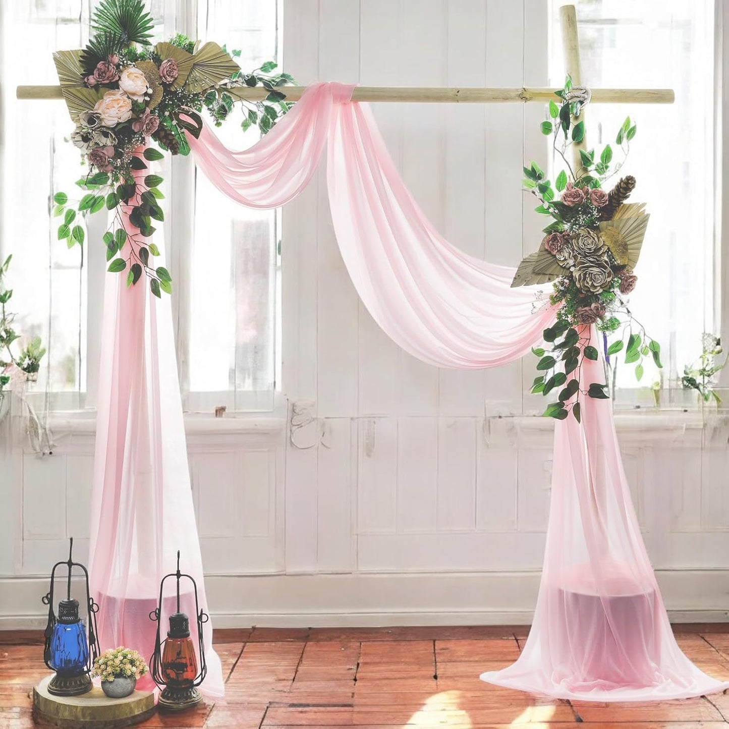 MDS Halloween Chiffon Draping Fabric - 1 Panel, 30" Wide x 75ft Long - Sheer Spooky Arbor & Canopy Drapery for Haunted House Backdrops, Party Ceilings, DIY Costumes & Themed Events - Blush Pink
