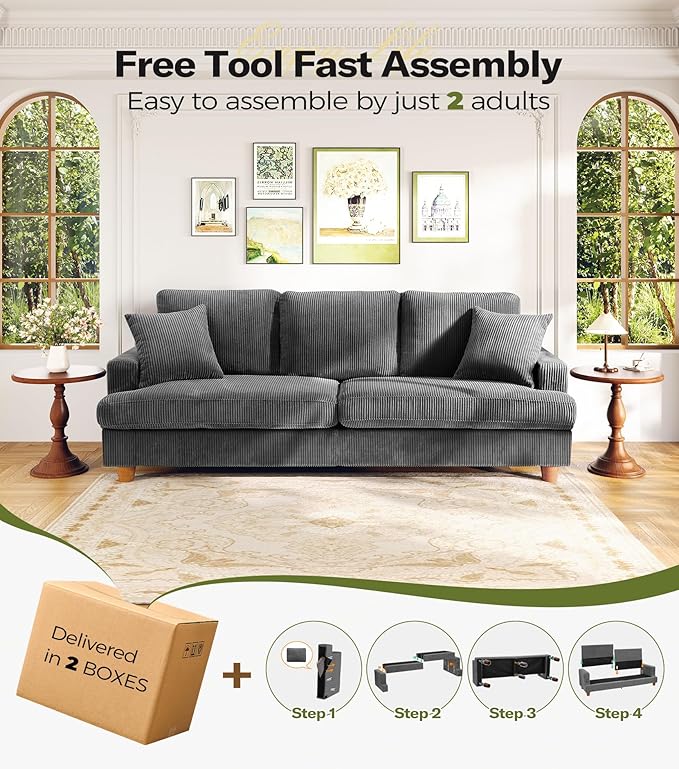 Kidirect 87in U Shaped Couch, Modular Sofa No Tool Assembly, Comfy Sectional - Image 9