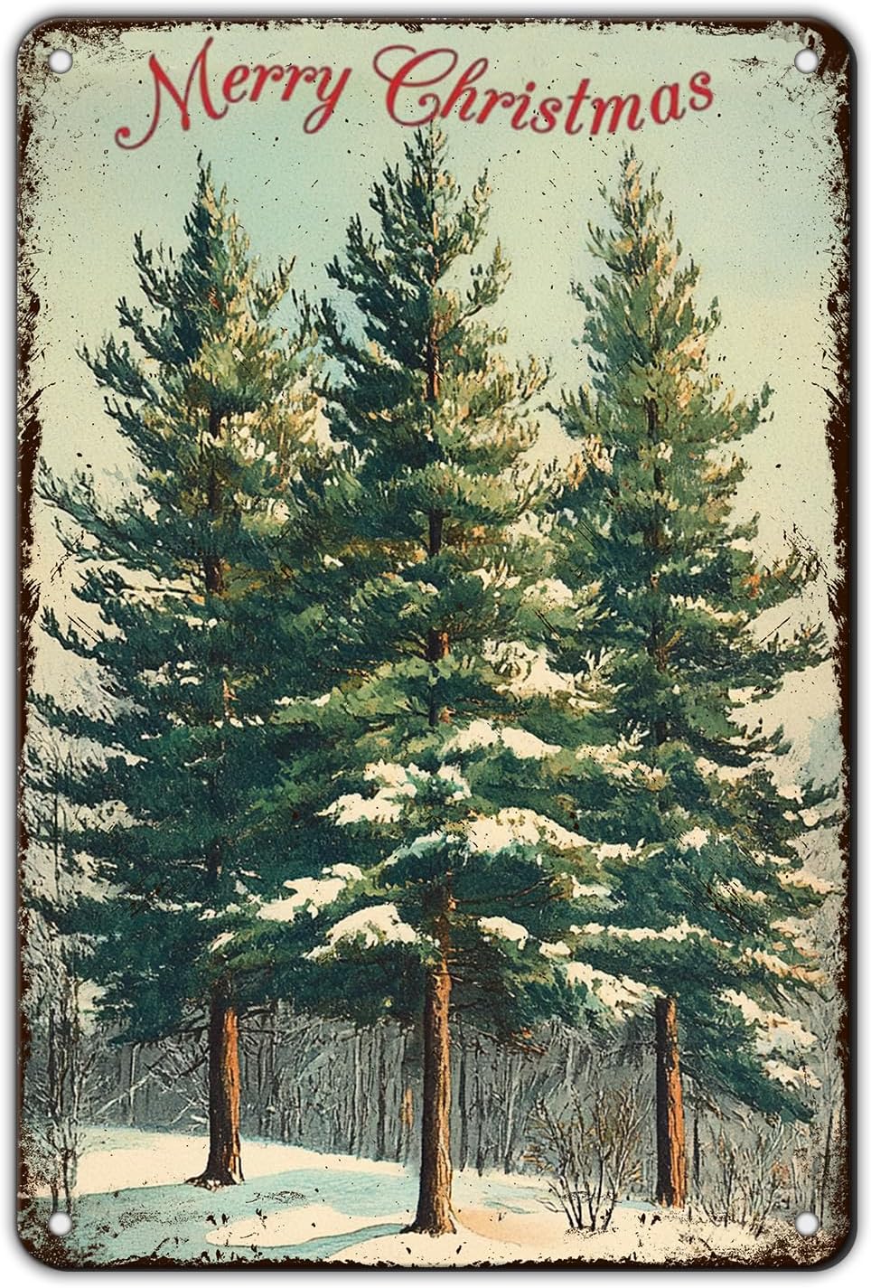 Vintage Christmas Decor Sign Christmas Tree Metal Tin Sign Merry Christmas Retro Tin Sign for Holiday Wall Decor Outdoor Cafe Living Room Bedroom 8x12Inch