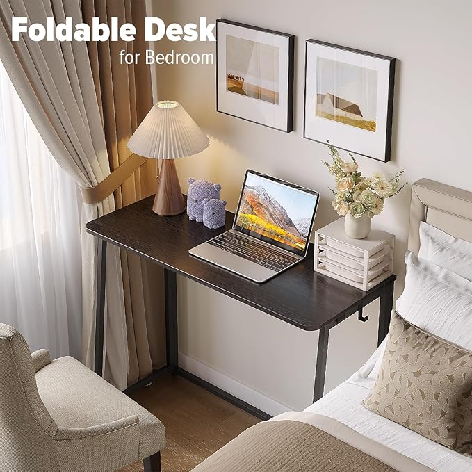 WOHOMO Folding Desk, 39.4" Narrow Writing Foldable Desk, Space-Saving Laptop - Image 6