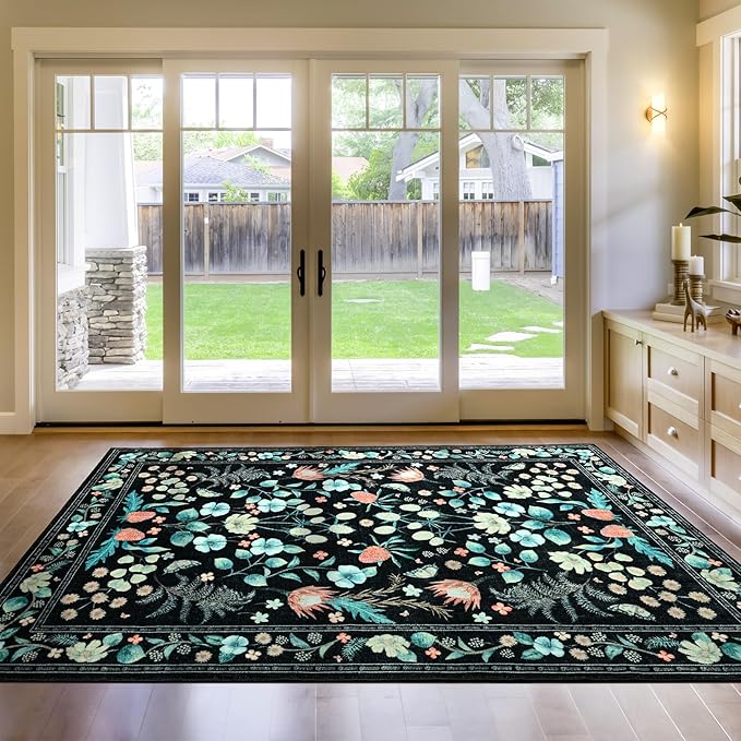 Area Rugs for Living Room, Non-Slip 4x6 Vintage Rug for Bedroom, Washable - Image 4