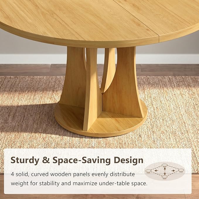 Einhomn 43-59" Extendable Round Dining Table, Kitchen Table - Image 8