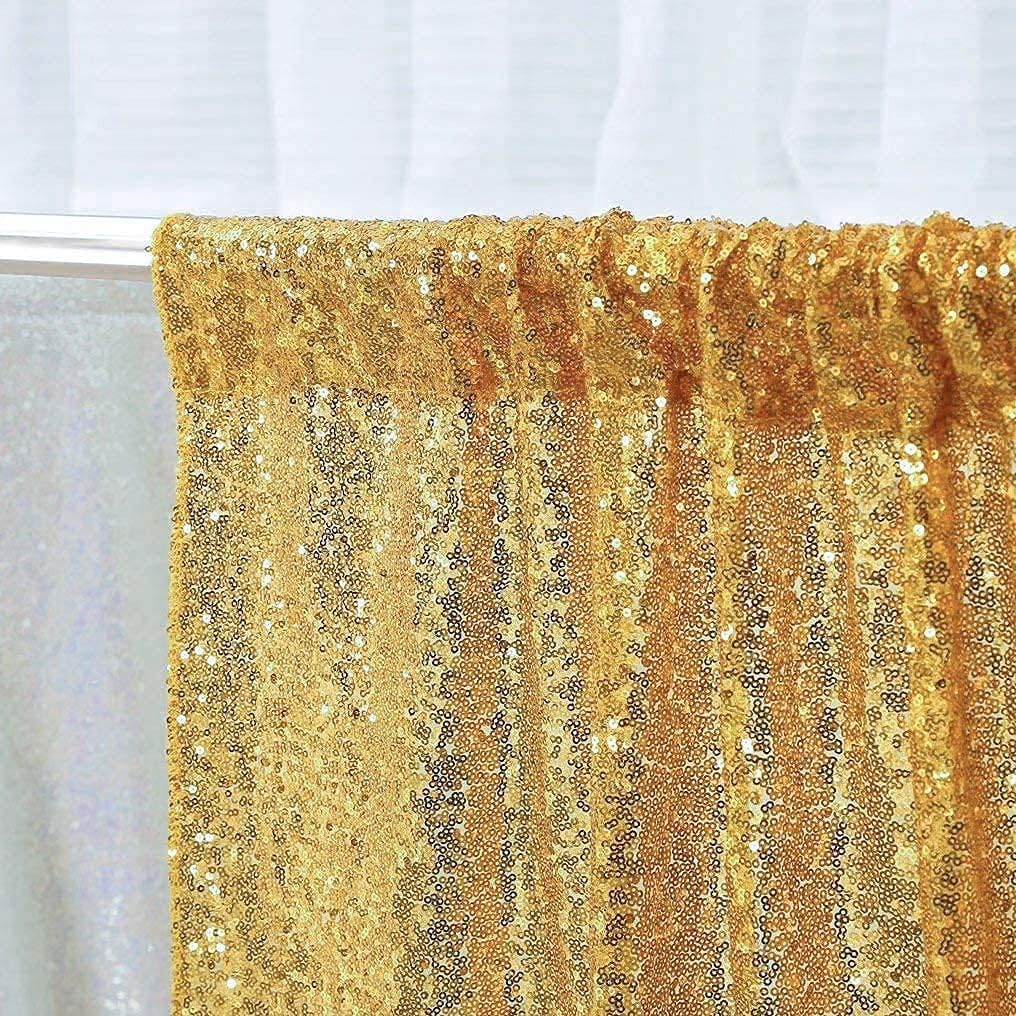 Poise3EHome Gold Backdrop Curtain, 6FT x 8FT Sequin Backdrop, Sequin Curtains for Party Wedding Sequence Backdrop