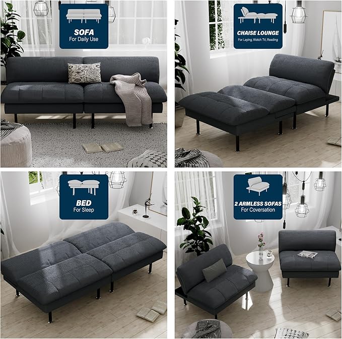 Ribilake 3 Sets 70" Futon Sofa Bed, 4 in 1 Multi-Function Couch Sleeper - Image 4