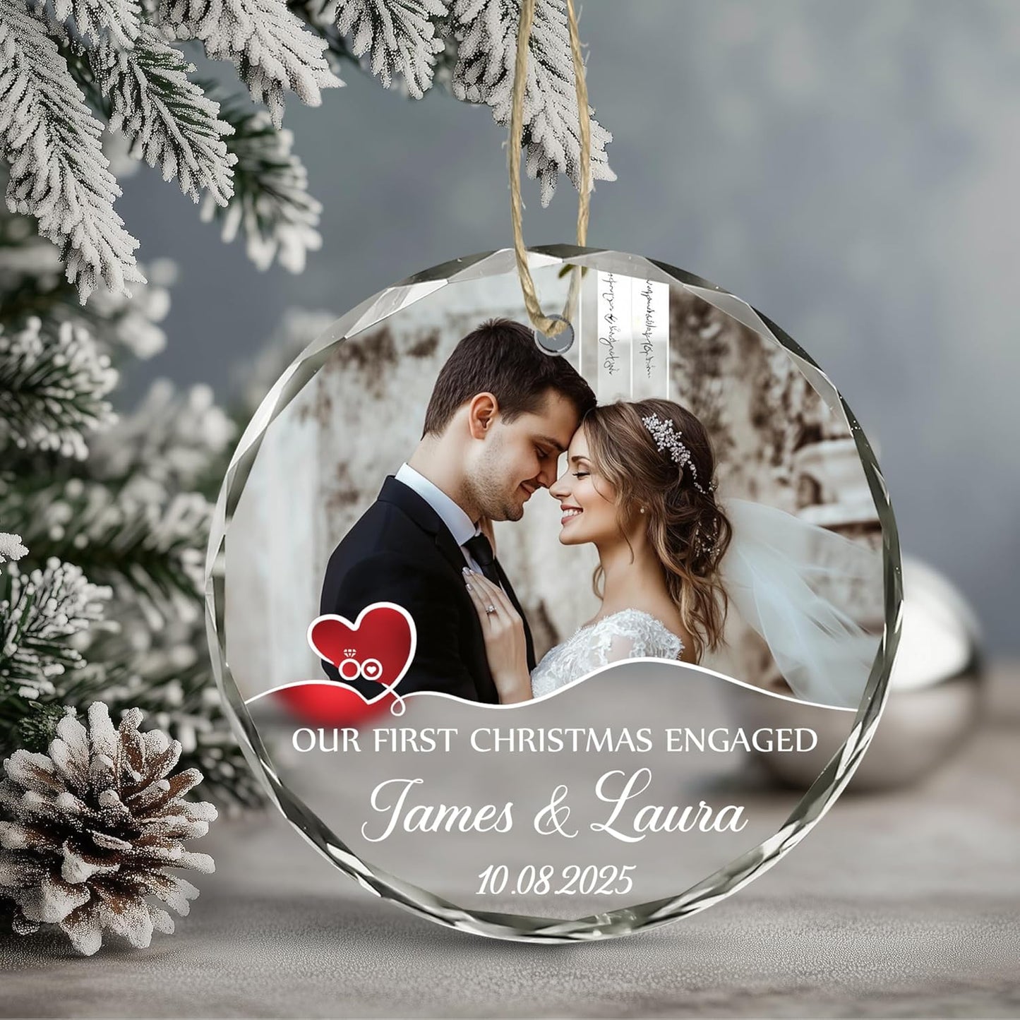 Personalized Our First Christmas Engaged Ornaments - Wedding Christmas Ornament For Newlywed Couple, Bride And Groom - Gifts For Newlywed Couples - Happy Engagement Gift