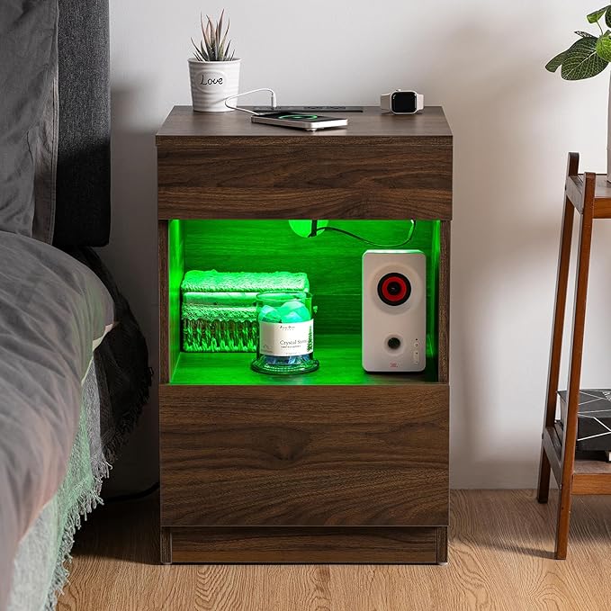 HOMMPA Set of 2 Open Shelf LED Nightstands - Image 8