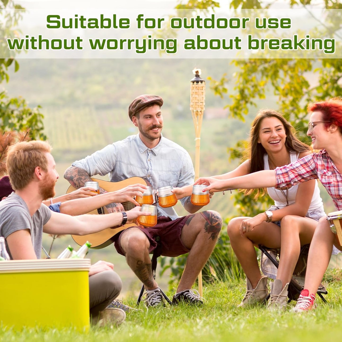 Suclain 20 Pcs Plastic Wine Glasses Ribbed Stemless Wine Glasses 14oz Vertical Design Unbreakable Cups for Outdoor Indoor Vintage Elegant Champagne Whiskey Glasses for Christmas Party Wedding