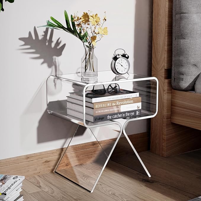 Acrylic Nightstand Side Table Modern Design Clear Home Decor Display End Table - Image 2