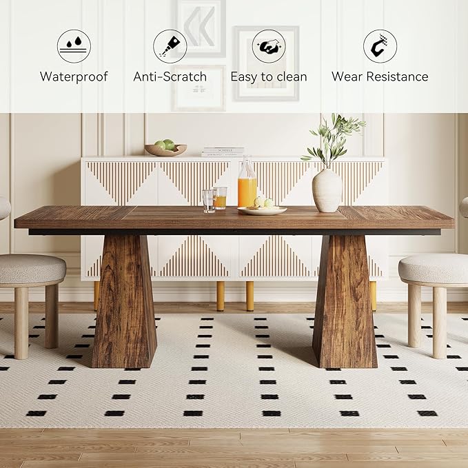 LITTLE TREE Dining Table for 4-6 People, Wooden Table, Rectangle Furniture - Image 7