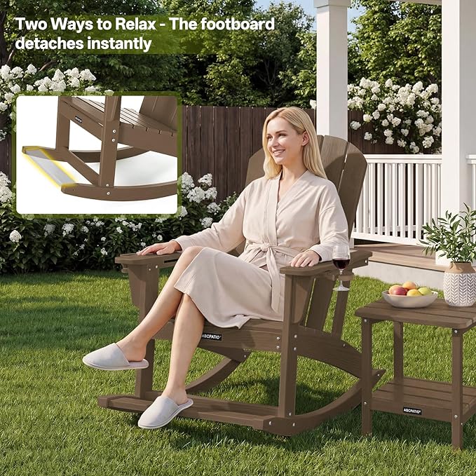 Outdoor Oversized Adirondack Rocking Chairs, All Weather HDPE Patio Rocking - Image 5