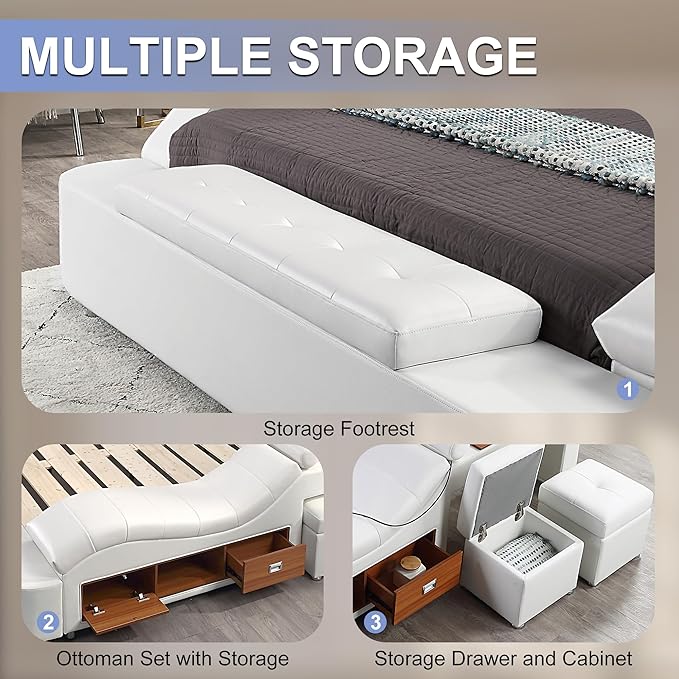 King Size Smart Multifunctional Bed Frame, Platform Bed - Image 7
