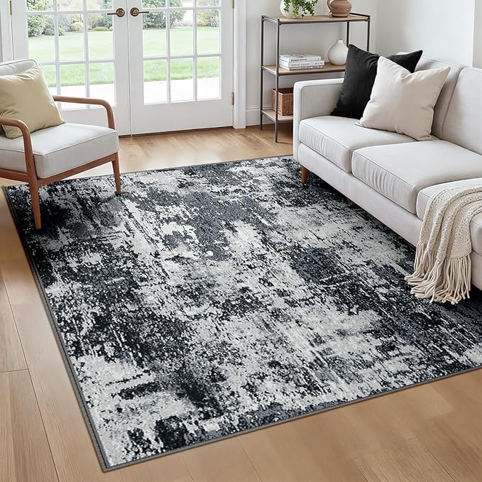 RELEANY Washable Area Rugs Square 6ft Non-Slip Modern Abstract Soft by RELEANY