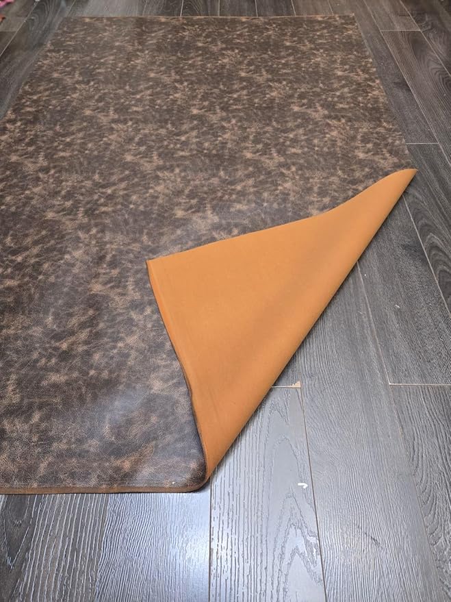 Brown Vintage Distressed Soft Faux Leather Fabric PU Peta Approved Vegan - Image 6