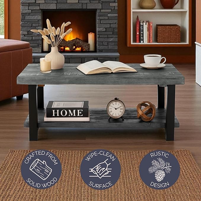 Pomona 42-Inch Rectangular Solid Wood Coffee Table - Image 3