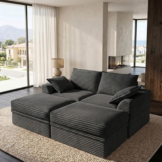 Upgrade Boneless Couch with Storage, Extra Deep&High Seat Modular Sectional by Unknown