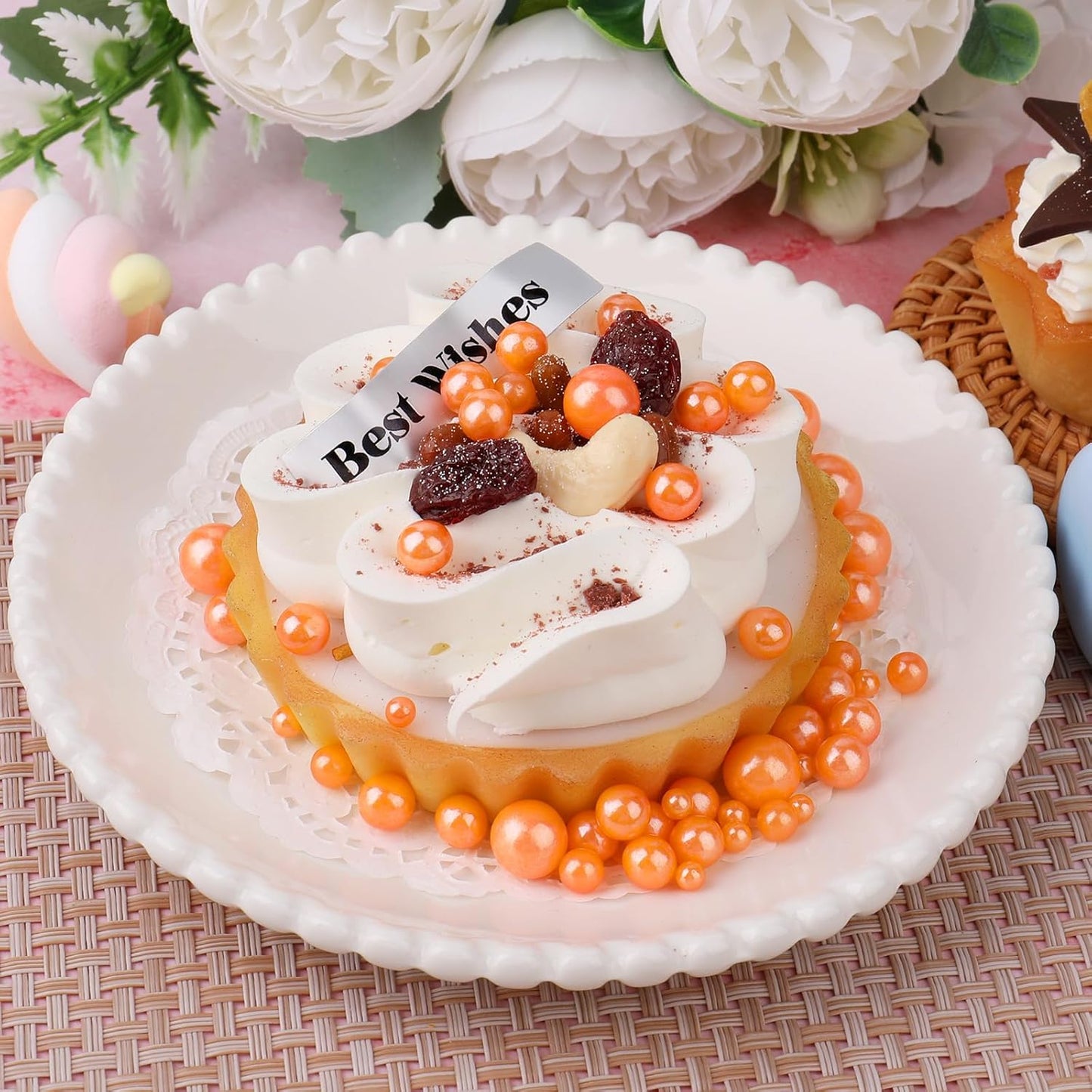 Orange Pearl Sprinkles for Cake Decorating, 11.3 Oz Edible Pearls Sugar 4 Sizes Gift Box Set for Baking Cookie Ice Cream Cupcake Toppings