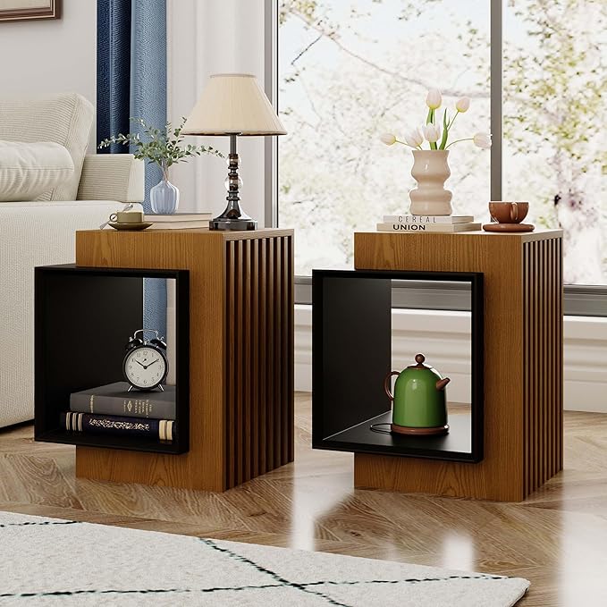 POVISON Side Table Set, 17.71" Wood End Table by POVISON