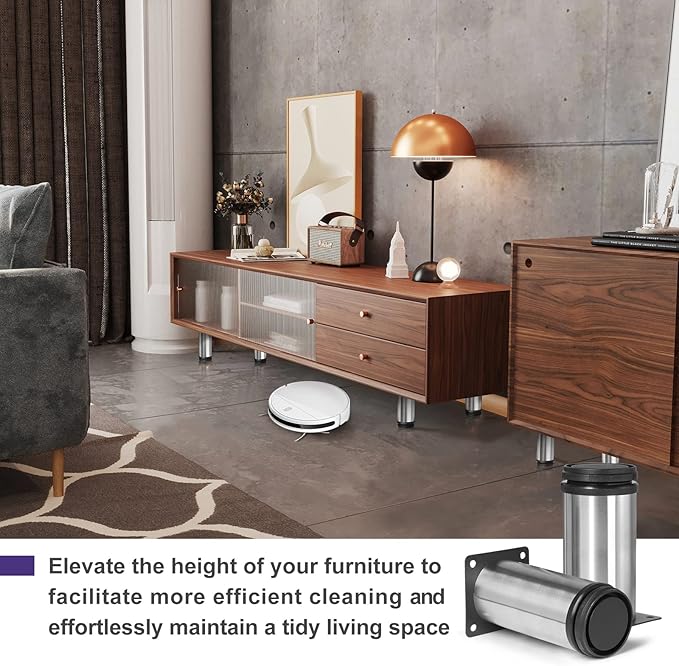 4 Inch Metal Furniture Legs Stainless Steel Adjustable Legs Silver Table Legs - Image 4