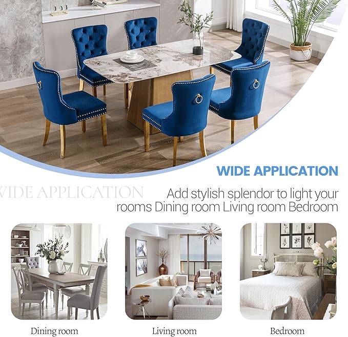 KCC Velvet Dining Chairs Set of 4, Upholstered High-end Tufted Dining Chair - Image 7