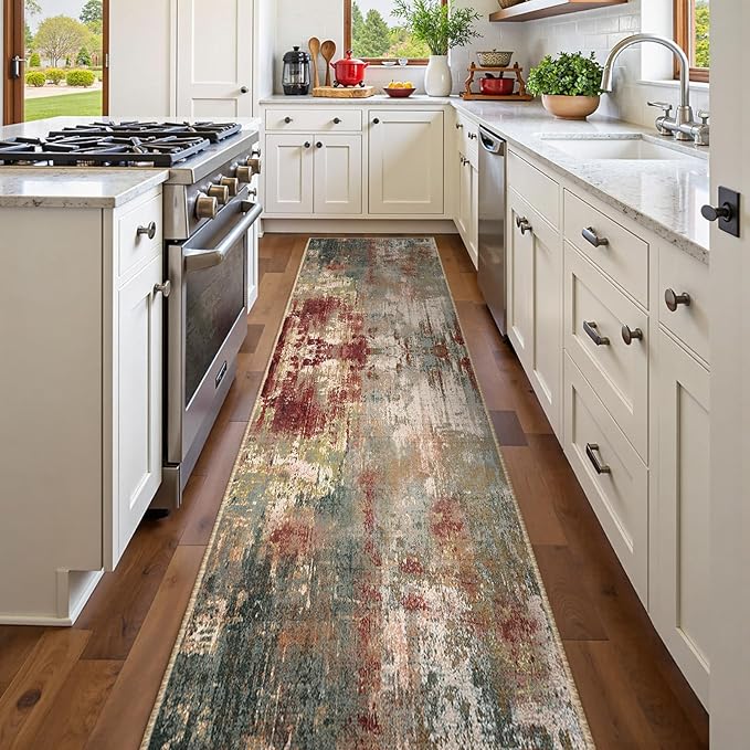 RELEANY Washable Area Rugs 2'x8' Non-Slip Modern Abstract Soft by RELEANY