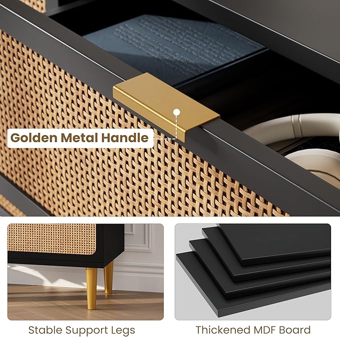 GarveeHome Rattan 5 Drawer Dressers - Image 7