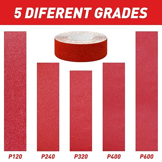 Emery Cloth Roll, 5 Grits 1'' x 19.7' Sandpaper Roll 120 240 320 400 600 Emery - Image 9