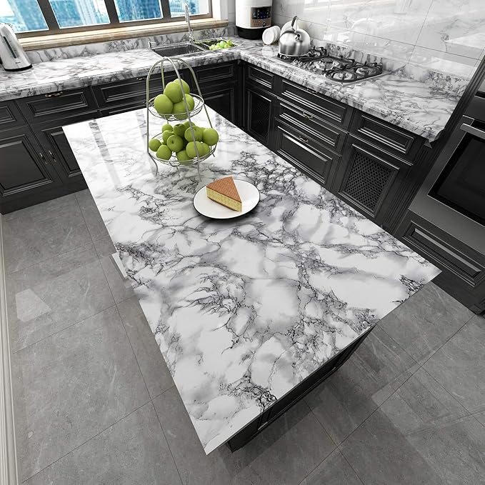 Livelynine 15.8x197 Marble Wallpaper Peel and Stick Countertops Waterproof - Image 2