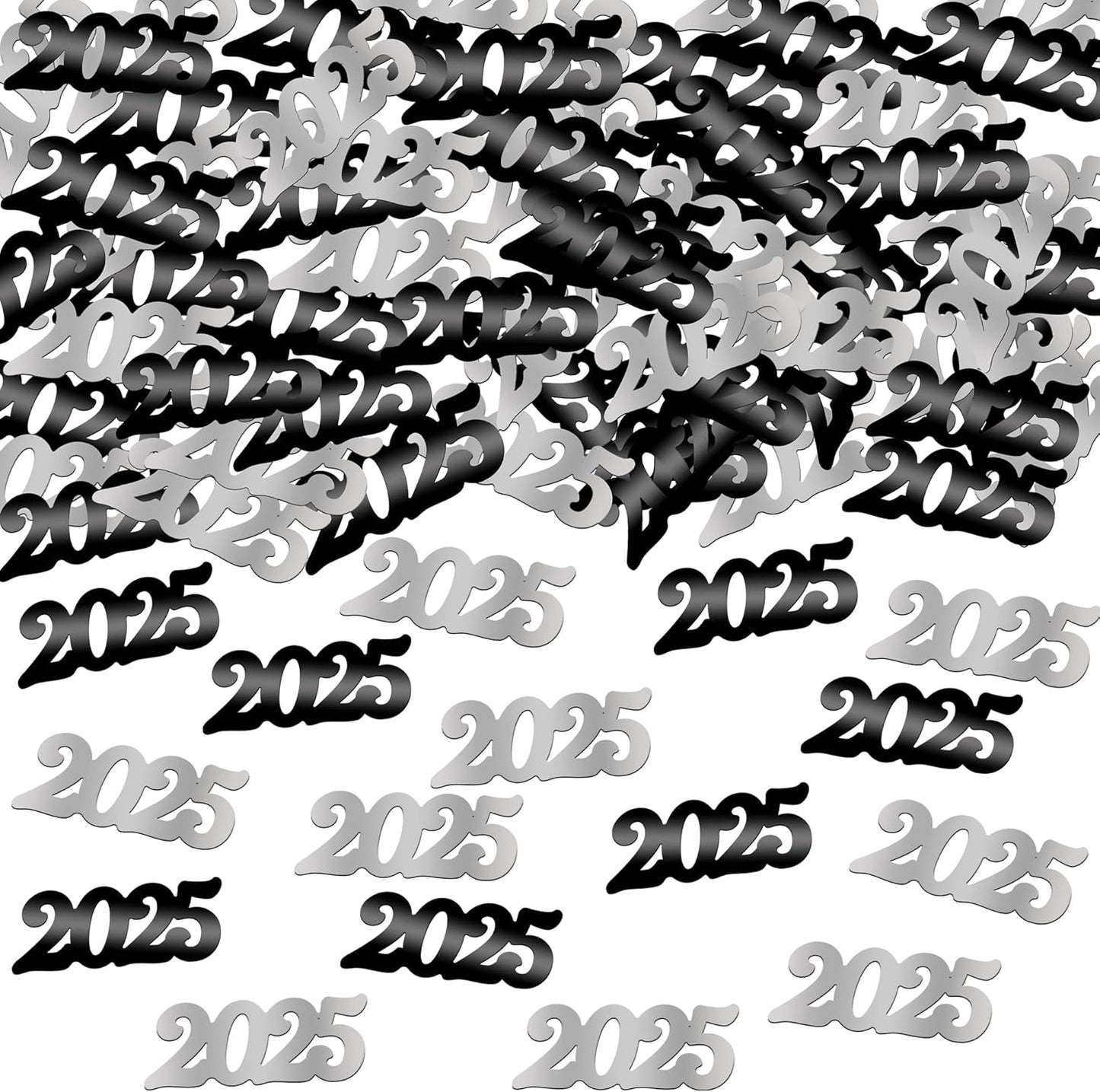 KatchOn, Black and Silver 2025 Confetti - Pack of 500 | Graduation Confetti 2025, Balck and Silver Grad Party Supplies 2025 | Graduation Decorations 2025, graduation Decorations