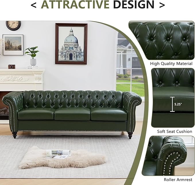 QHITTY 2 Piece Living Room Set, Sectional Chesterfield Sofa Contemporary - Image 4