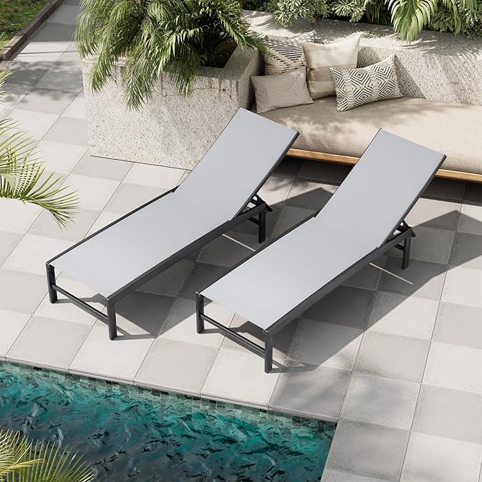 Crestlive Products Chaise Lounge Chair Outdoor Set of 2, Adjustable 5 Positions - Image 8