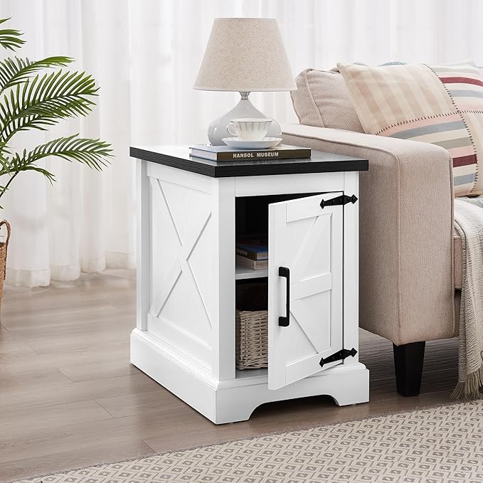 24" H Farmhouse End Table, Rustic Wood Sofa Side Table by CKEASEANFurniture