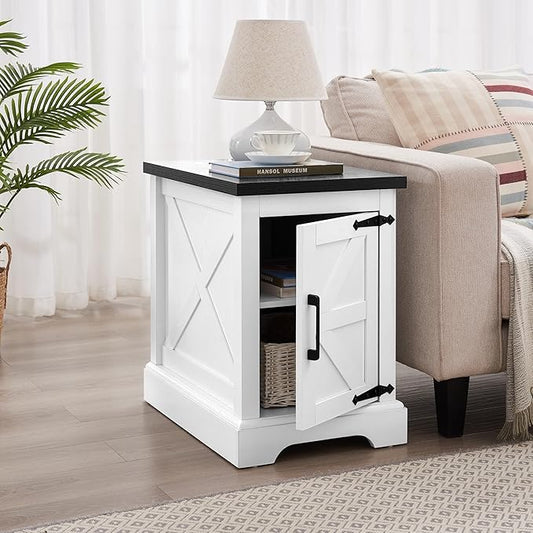 24" H Farmhouse End Table, Rustic Wood Sofa Side Table by CKEASEANFurniture