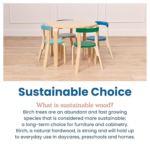 ECR4Kids Bentwood Table and Curved Back Chair Set, Kids Furniture, Contemporary - Image 8