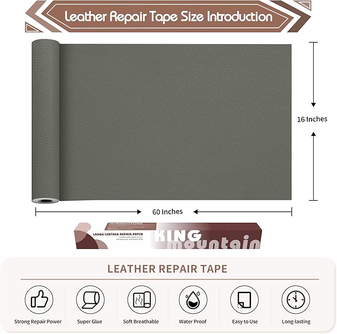 KING MOUNTAIN Leather Repair Tape, 16 x 60 Inches, Self-Adhesive, Waterproof - Image 4