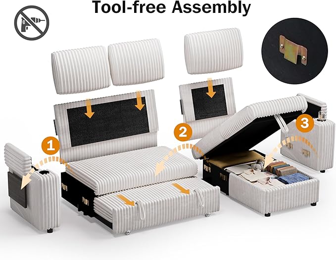 Vipbear 86" Modular Sectional Sleeper Sofa - Image 4