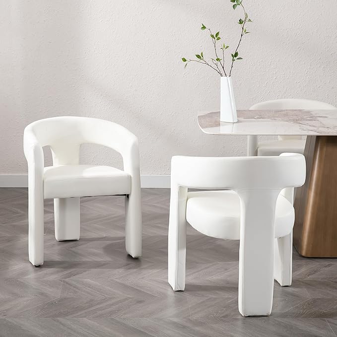 RIVOVA Modern Barrel Dining Chair, PU Leather Upholstered Accent Side Chair - Image 7