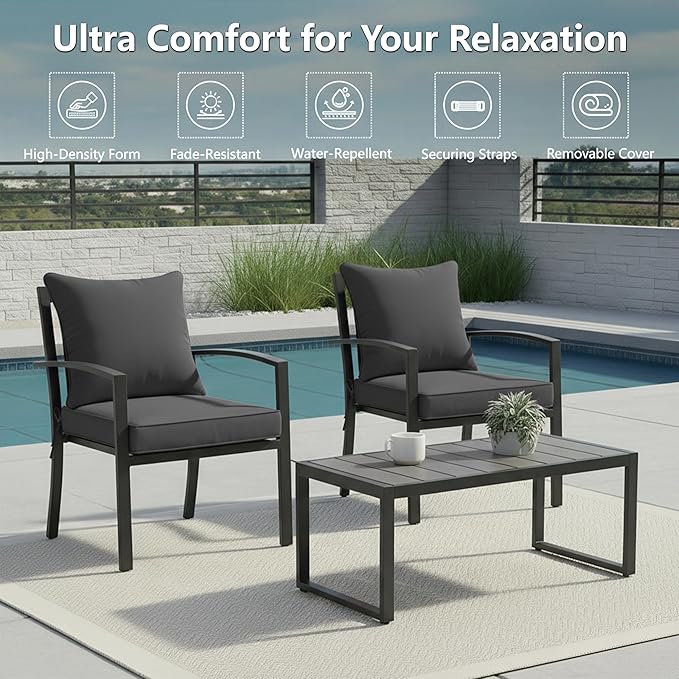 19x19 Inch Patio Chair Cushions Set of 2, Outdoor Furniture Cushions - Image 2