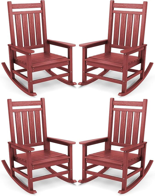 SERWALL Oversized Outdoor Rocking Chair Set of 4, HDPE Rocker by SERWALL