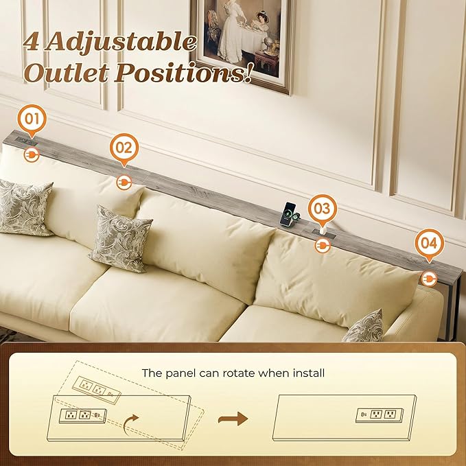 SUPERJARE Sofa Table with 2 Power Outlets and USB-C Ports, 5.9 Inch Narrow - Image 5