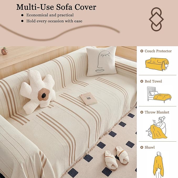 DREAMINGO Couch Cover Reversible Chenille 3 Seat Sofa Covers - Image 6