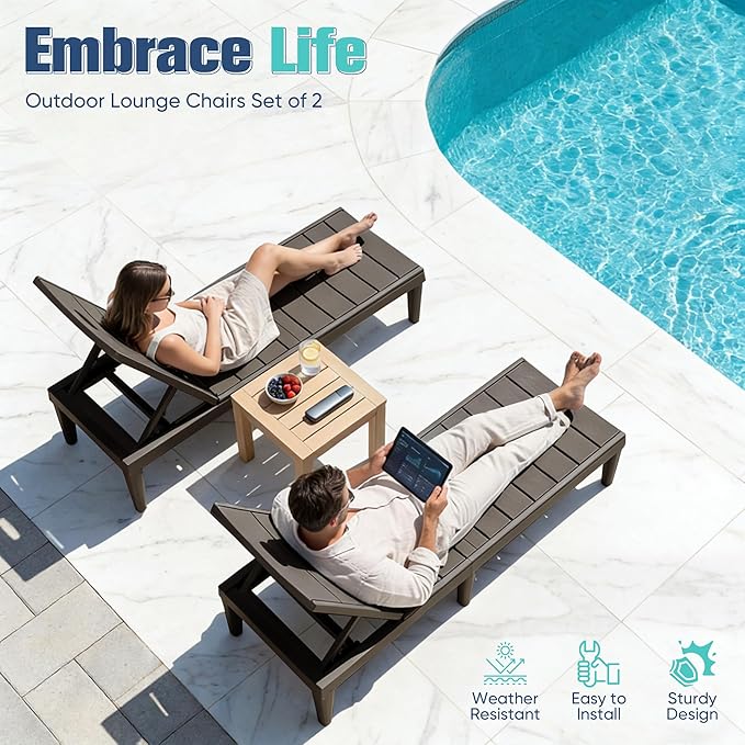 Devoko Outdoor Chaise Lounge Chair Set of 2 - Image 7