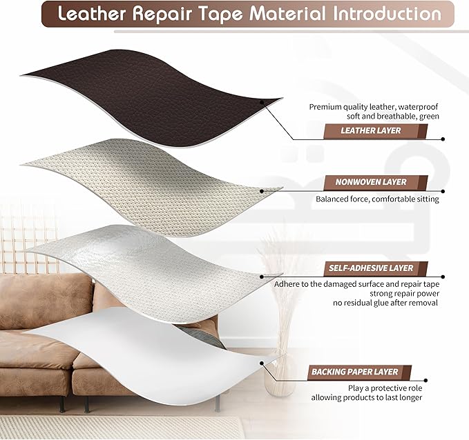 KING MOUNTAIN Leather Repair Patch, 2 Packs 9 x 11 Inches self Adhesive Leather - Image 3