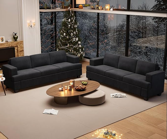 YOUDENOVA 2 Piece Set Comfy Sofa Couch, 2 3-Seater Sofa by YOUDENOVA