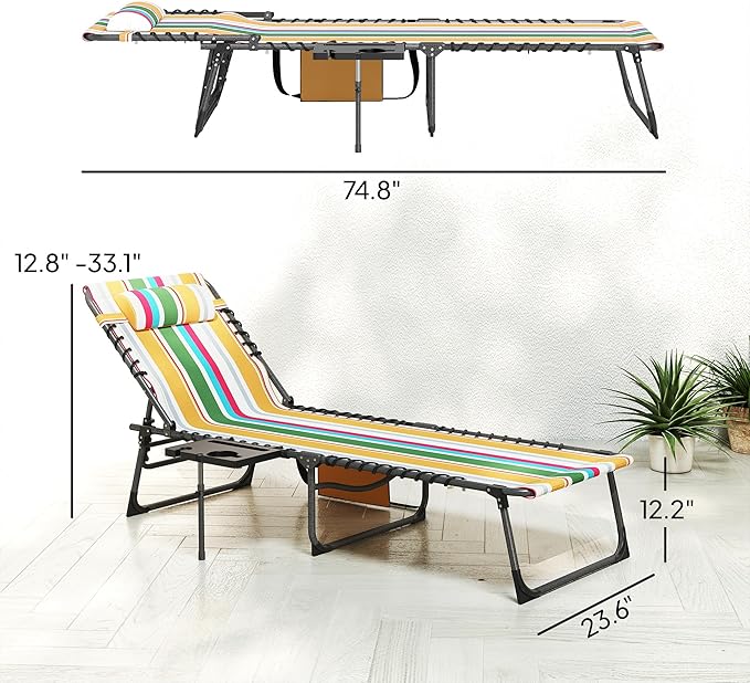 Outsunny Folding Chaise Lounge Chair Outdoor Tanning Chair - Image 3