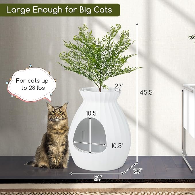 Tangkula Plant Litter Box, Hidden Cat Litter Box Enclosure Furniture - Image 4