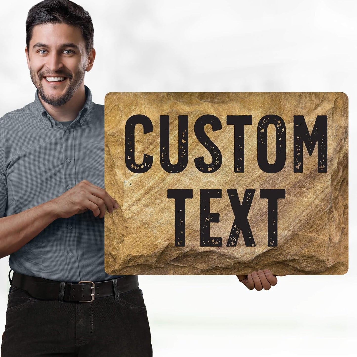 Custom Sign, Custom Street Sign, 11 Font Colors, 13 Font Styles, 4 Hole Options, 22 Sizes, 18x24 Inches, Rust Free DiBound, Fade Resistant, Made in USA by My Sign Center (Stone)