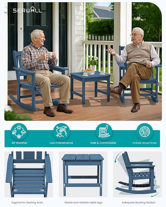 SERWALL Outdoor Rocking Chairs Set of 2 - Image 7
